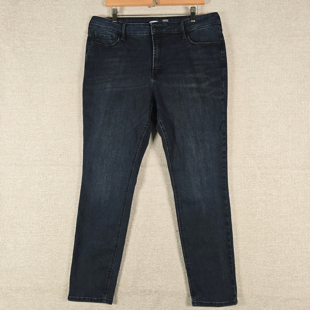 Old Navy Rockstar Super Skinny High Rise Dark Wash Denim Jeans Womens 16 36x28